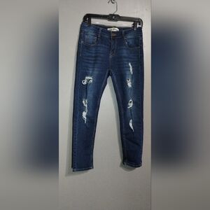 Paris Blues Dark Blue Distressed Skinny Jeans